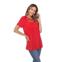 White Mark Women's Crisscross Cutout Short Sleeve Top 36 White Mark Women's Crisscross Cutout Short Sleeve Top -Dressbarn Store crisscross cutout short sleeve top 720950