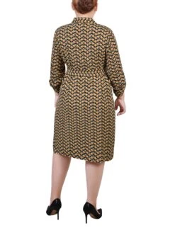 Cypress Plus Size Inca Gold & Navy Zigzag Belted Shirtdress 6 Cypress Plus Size Inca Gold & Navy Zigzag Belted Shirtdress -Dressbarn Store cypress inca gold navy zigzag 34 roll tab sleeve belted shirtdress plus 177573