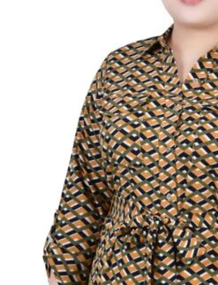 Cypress Plus Size Inca Gold & Navy Zigzag Belted Shirtdress 7 Cypress Plus Size Inca Gold & Navy Zigzag Belted Shirtdress -Dressbarn Store cypress inca gold navy zigzag 34 roll tab sleeve belted shirtdress plus 919236