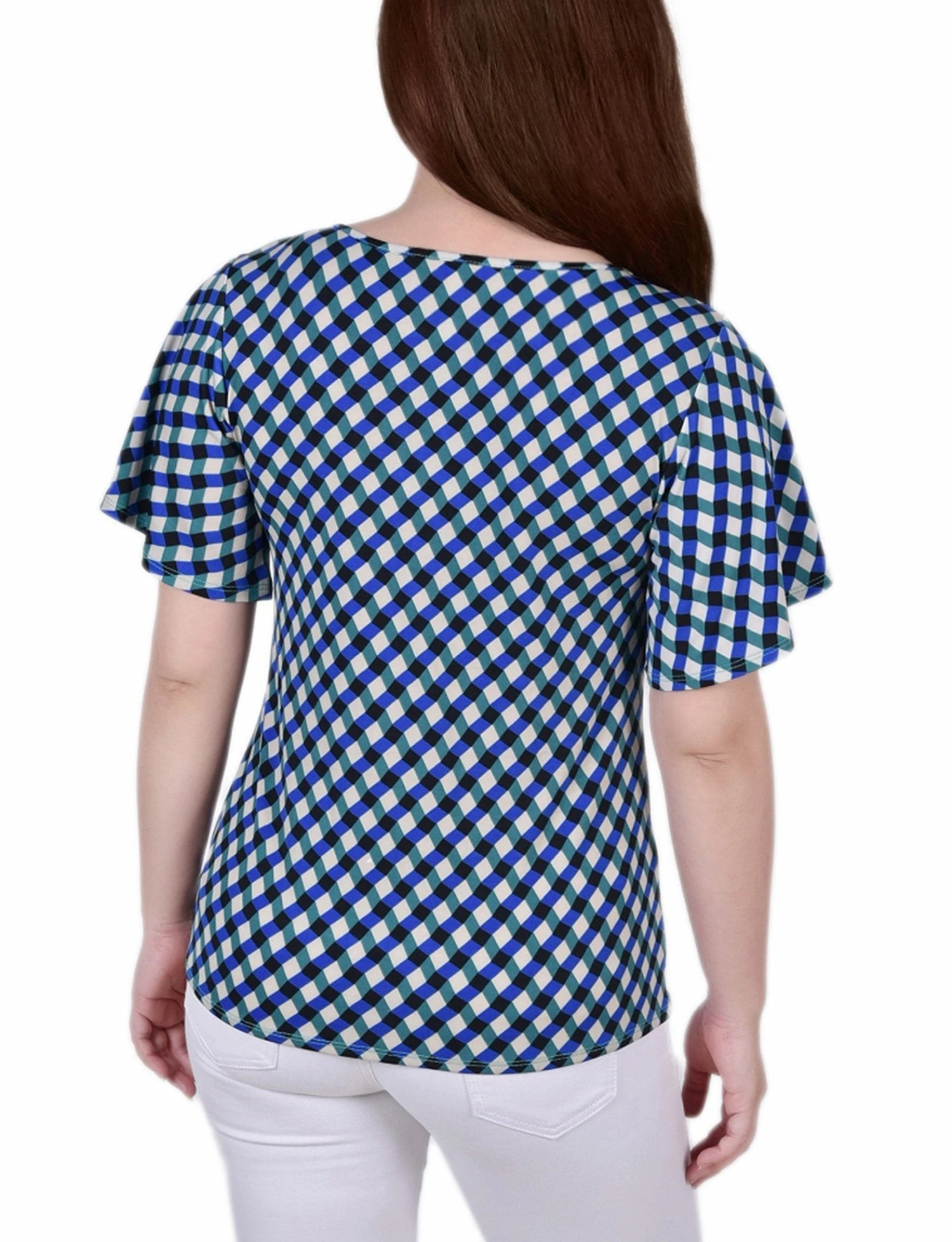 Limoges Petite 3/4 Sleeve Blouse with Mesh Neckline & Necklace 4 Limoges Petite 3/4 Sleeve Blouse with Mesh Neckline & Necklace - Image 4