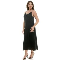 Plus Size Cowl Neck Evening Dress with Detachable Rhinestone Straps