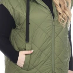 White Mark Women's Plus Size Diamond Quilted Hooded Puffer Vest -Dressbarn Store diamond quilted hooded puffer vest plus 372173