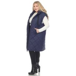 White Mark Women's Plus Size Diamond Quilted Hooded Puffer Vest -Dressbarn Store diamond quilted hooded puffer vest plus 510453