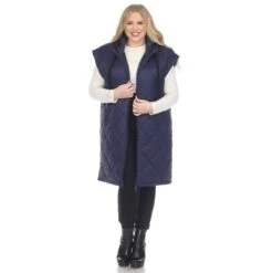 White Mark Women's Plus Size Diamond Quilted Hooded Puffer Vest -Dressbarn Store diamond quilted hooded puffer vest plus 523192