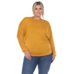 Plus Size Loose Fit Dolman Sleeve Tunic Top