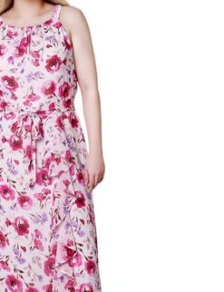 Petite Dusty Pink Chiffon Maxi Dress - Grecian Halter Neck Gown -Dressbarn Store dusty pink halter front chiffon maxi dress petite 230546