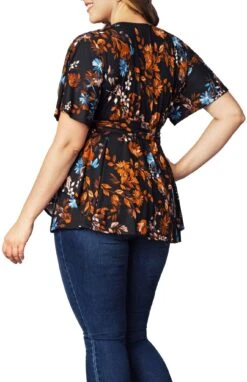 Elegant Plus Size Surplice Peplum Top - Flattering Empire Waist -Dressbarn Store encore print top plus 131725