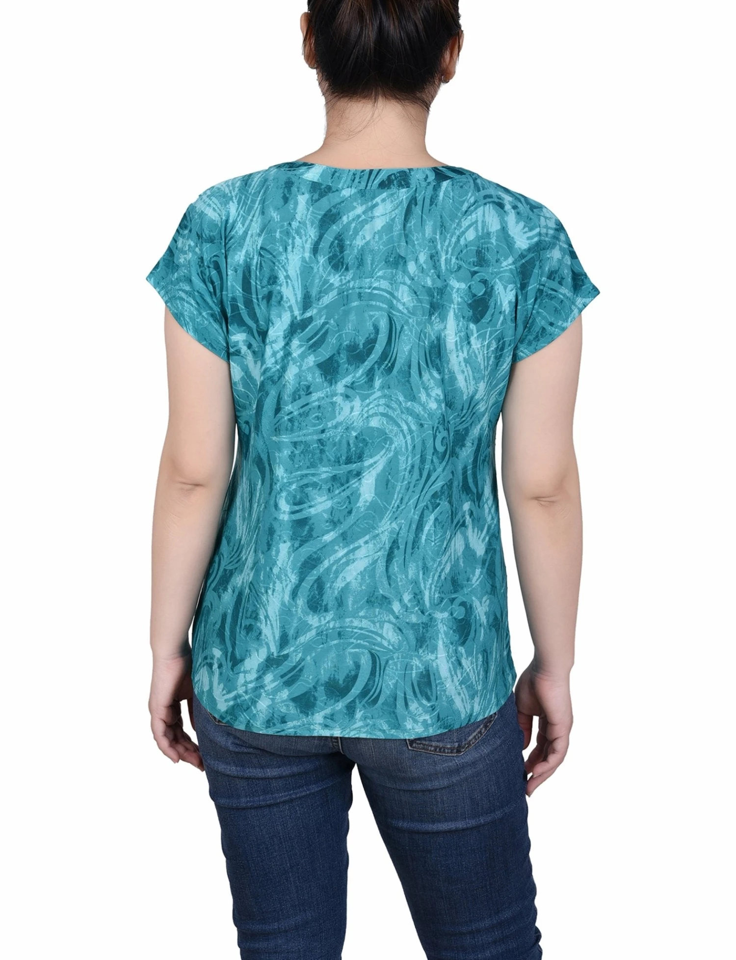 NY Collection Petite Extended Sleeve Top with Grommet Accents 6 NY Collection Petite Extended Sleeve Top with Grommet Accents - Image 6