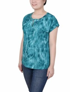 NY Collection Petite Extended Sleeve Top with Grommet Accents 13 NY Collection Petite Extended Sleeve Top with Grommet Accents -Dressbarn Store extended sleeve top with grommets petite 360844