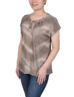 NY Collection Petite Extended Sleeve Top with Grommet Accents 16 NY Collection Petite Extended Sleeve Top with Grommet Accents -Dressbarn Store extended sleeve top with grommets petite 580221