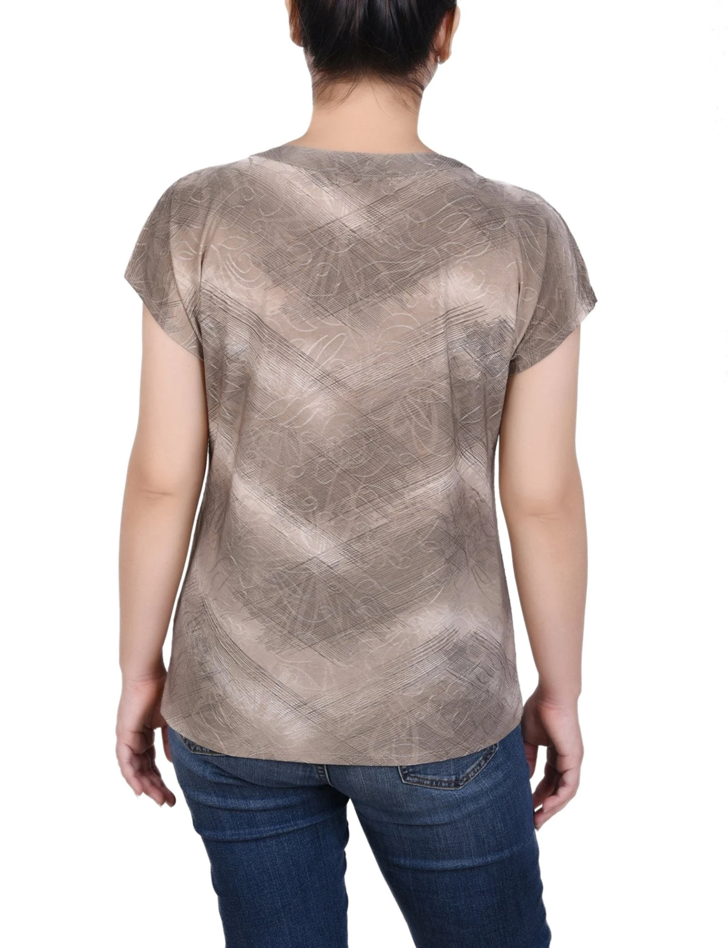 NY Collection Petite Extended Sleeve Top with Grommet Accents 9 NY Collection Petite Extended Sleeve Top with Grommet Accents - Image 9