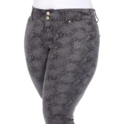 Plus Size Faux Suede Snake Print Pants - Straight Leg Ankle Trousers -Dressbarn Store faux suede snake print pants 241609