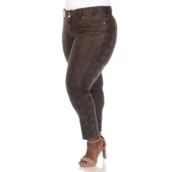 Plus Size Faux Suede Snake Print Pants - Straight Leg Ankle Trousers -Dressbarn Store faux suede snake print pants 397948