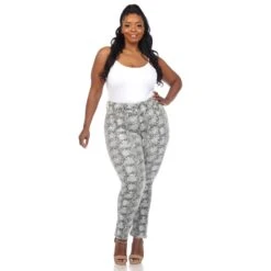 Plus Size Faux Suede Snake Print Pants - Straight Leg Ankle Trousers -Dressbarn Store faux suede snake print pants 404284