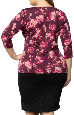 Plus Size Faux Wrap Top - Flattering 3/4 Sleeve Draped Blouse -Dressbarn Store femme fatale faux wrap top plus 110897