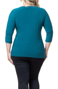 Plus Size Faux Wrap Top - Flattering 3/4 Sleeve Draped Blouse -Dressbarn Store femme fatale faux wrap top plus 384476