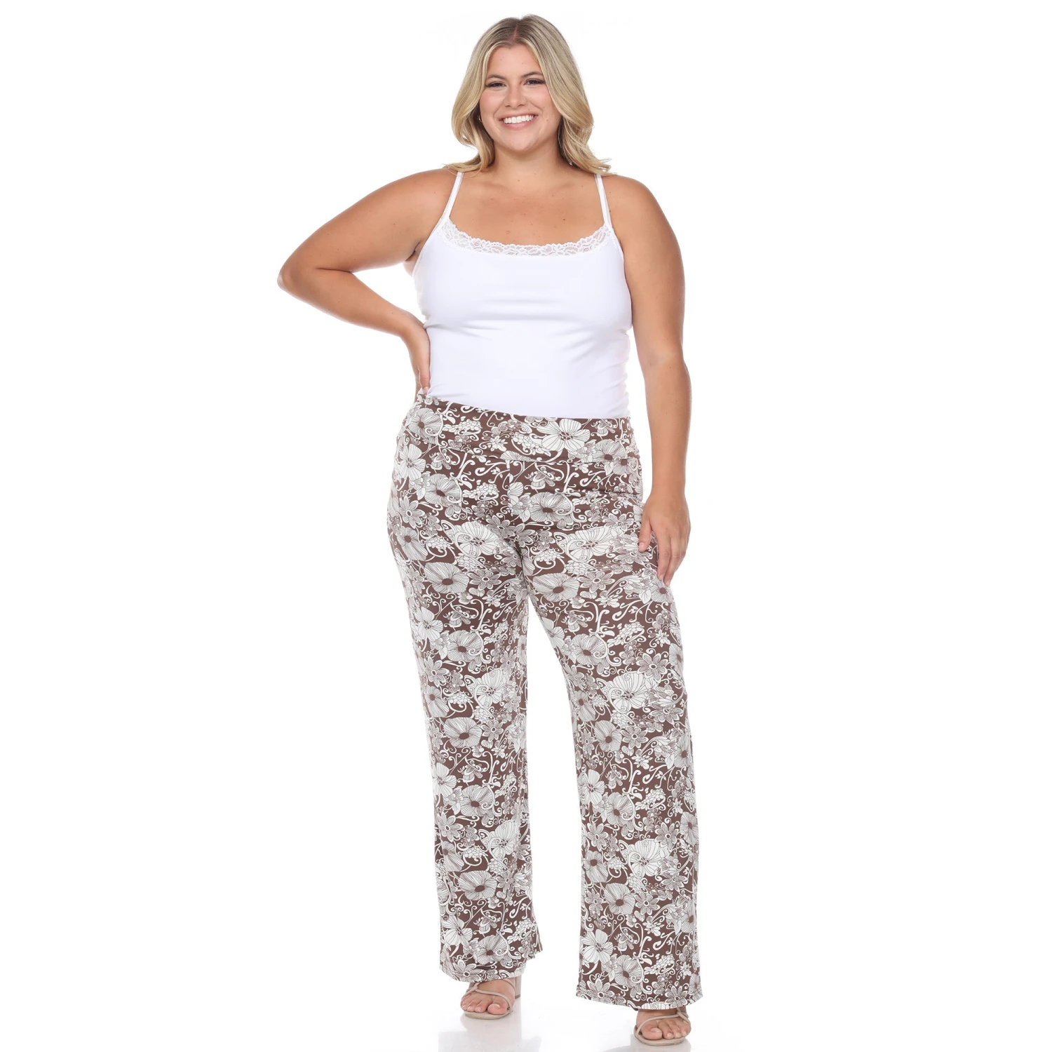 Plus Size Floral Paisley Wide Leg Palazzo Pants with Fold-Over Waist 15 Plus Size Floral Paisley Wide Leg Palazzo Pants with Fold-Over Waist - Image 15
