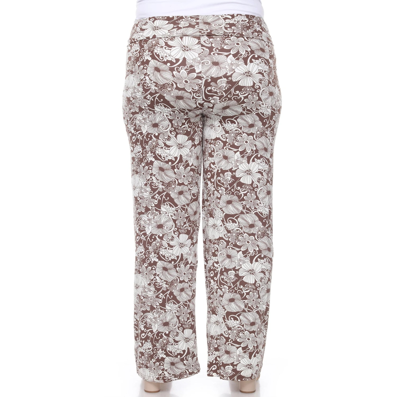 Plus Size Floral Paisley Wide Leg Palazzo Pants with Fold-Over Waist 4 Plus Size Floral Paisley Wide Leg Palazzo Pants with Fold-Over Waist - Image 4