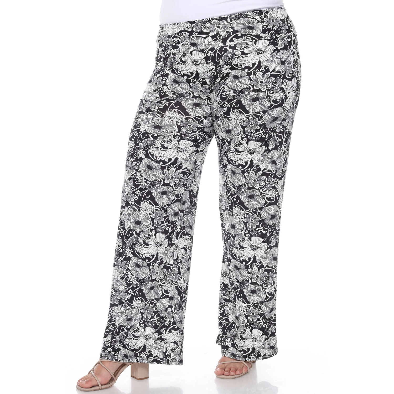Plus Size Floral Paisley Wide Leg Palazzo Pants with Fold-Over Waist 12 Plus Size Floral Paisley Wide Leg Palazzo Pants with Fold-Over Waist - Image 12