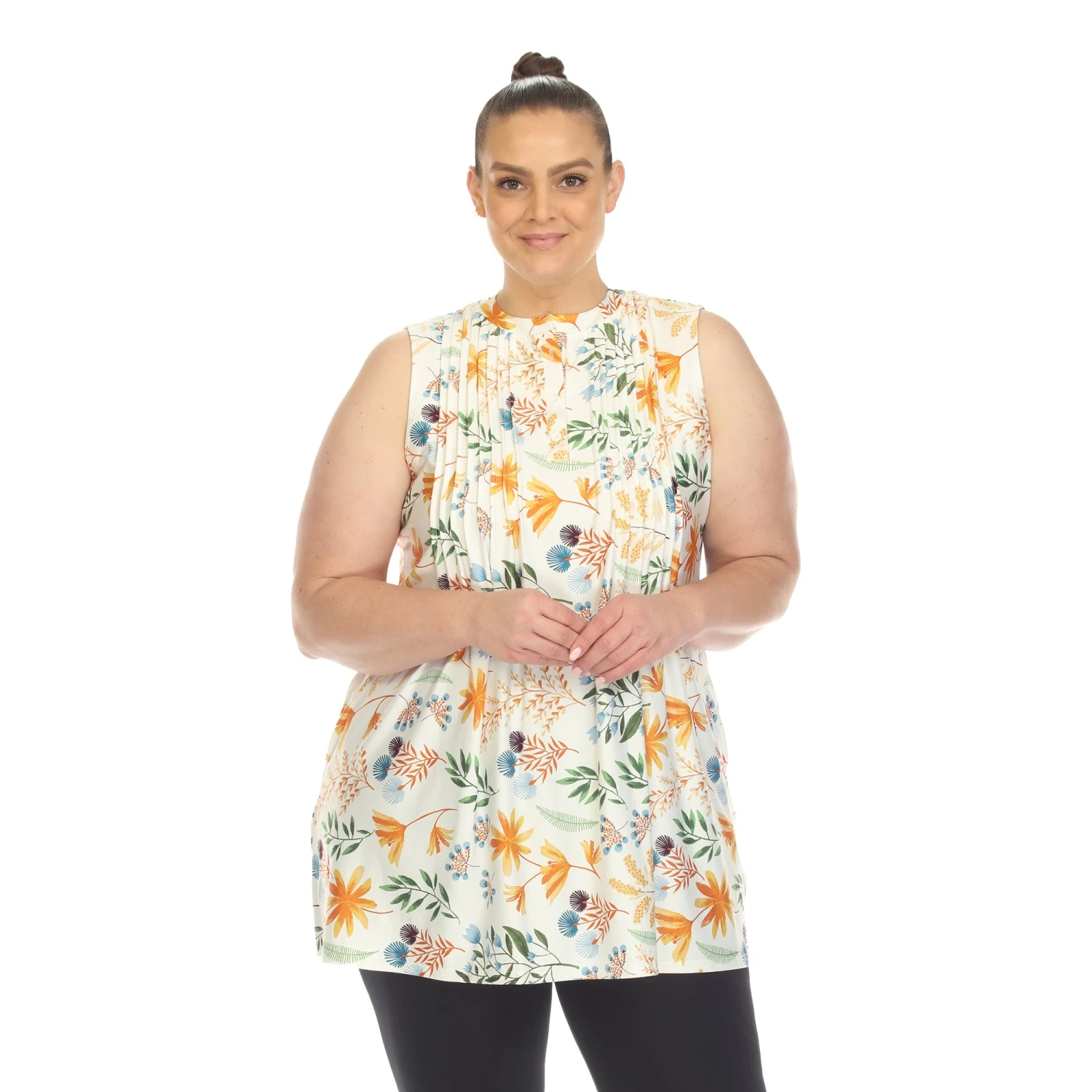 White Mark Women's Plus Size Floral Sleeveless Tunic Top 19 White Mark Women's Plus Size Floral Sleeveless Tunic Top - Image 19