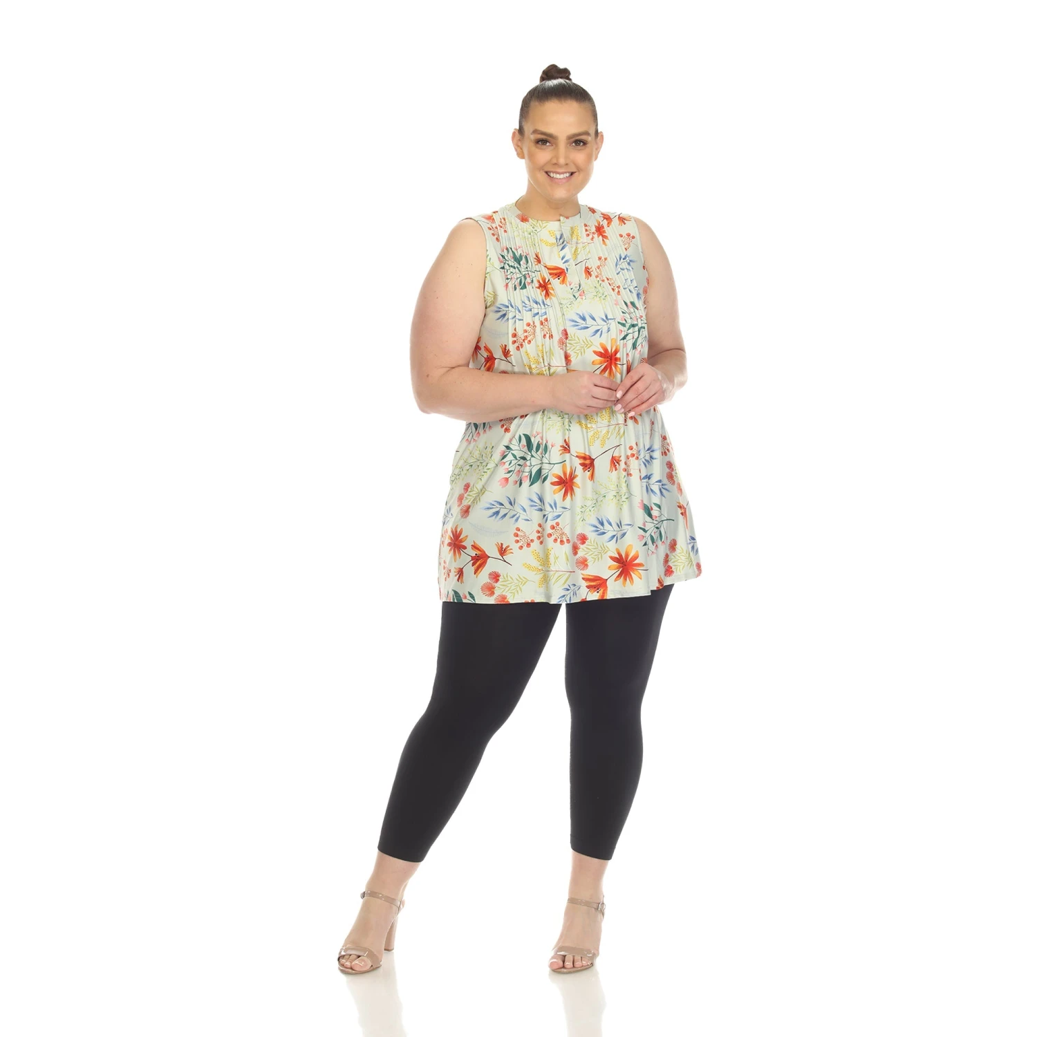 White Mark Women's Plus Size Floral Sleeveless Tunic Top 18 White Mark Women's Plus Size Floral Sleeveless Tunic Top - Image 18
