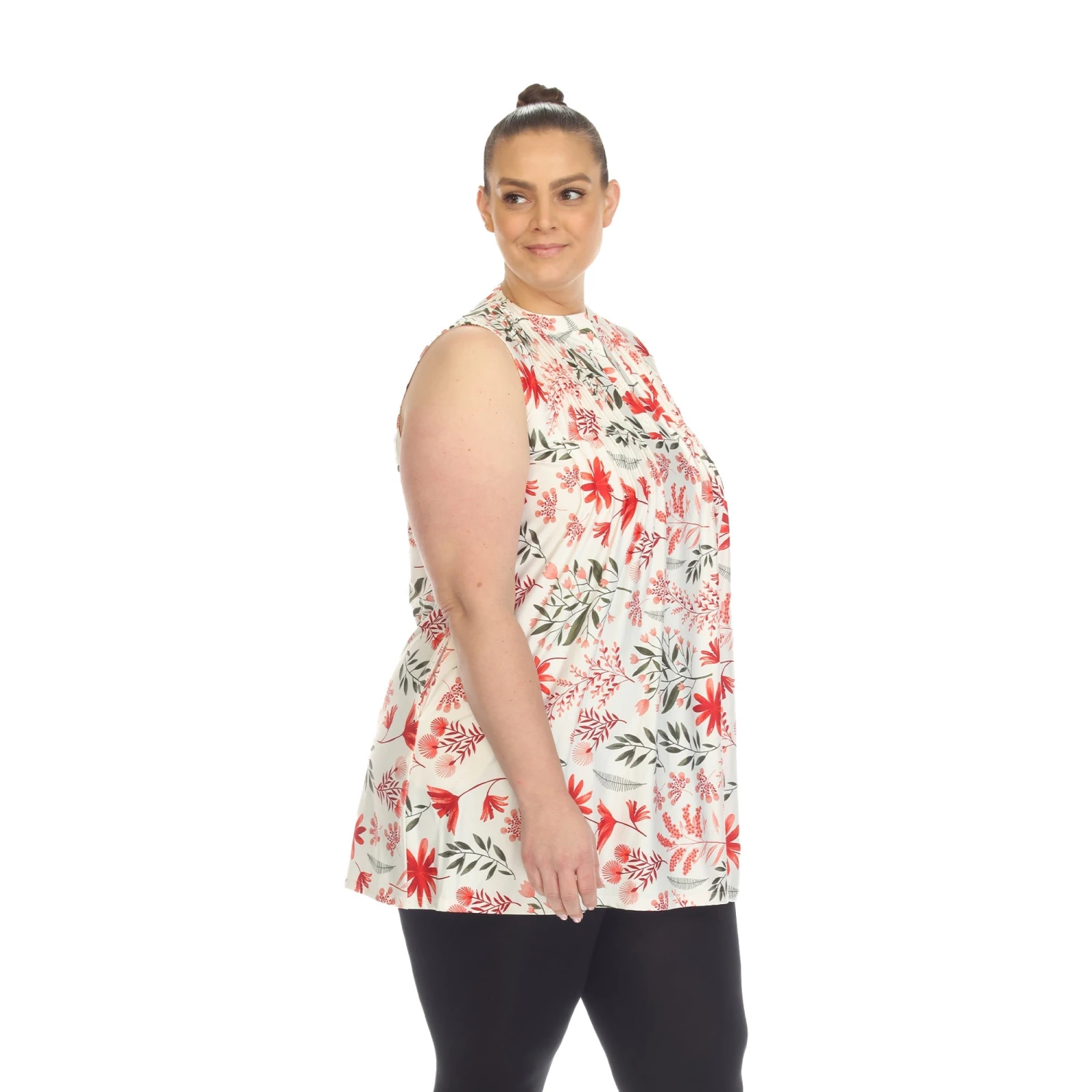 White Mark Women's Plus Size Floral Sleeveless Tunic Top 2 White Mark Women's Plus Size Floral Sleeveless Tunic Top - Image 2