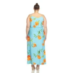 Plus Size Floral Strap Maxi Dress with Pockets and Side Slit -Dressbarn Store floral strap maxi dress plus 112115