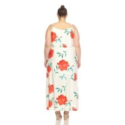 Plus Size Floral Strap Maxi Dress with Pockets and Side Slit -Dressbarn Store floral strap maxi dress plus 420823