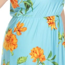 Plus Size Floral Strap Maxi Dress with Pockets and Side Slit -Dressbarn Store floral strap maxi dress plus 785437