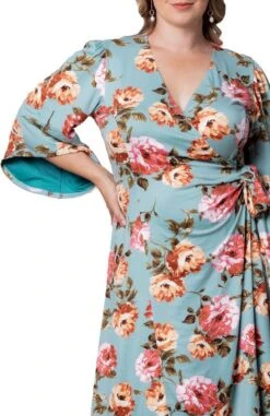 Plus Size Wrap Dress with Contrast Sleeves - Elegant Gemini A-Line Design -Dressbarn Store gemini wrap dress plus 686614