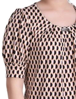 Petite Geo Round Neck Balloon Sleeve Top with Hardware Detail 6 Petite Geo Round Neck Balloon Sleeve Top with Hardware Detail -Dressbarn Store geo round short sleeve balloon sleeve top petite 748633