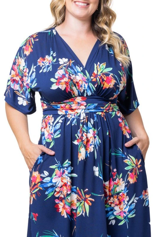 Plus Size A-Line Midi Dress with Pockets and Surplice Bodice 4 Plus Size A-Line Midi Dress with Pockets and Surplice Bodice - Image 4