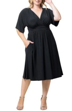 Plus Size A-Line Midi Dress with Pockets and Surplice Bodice 30 Plus Size A-Line Midi Dress with Pockets and Surplice Bodice -Dressbarn Store gia midi dress plus 232173