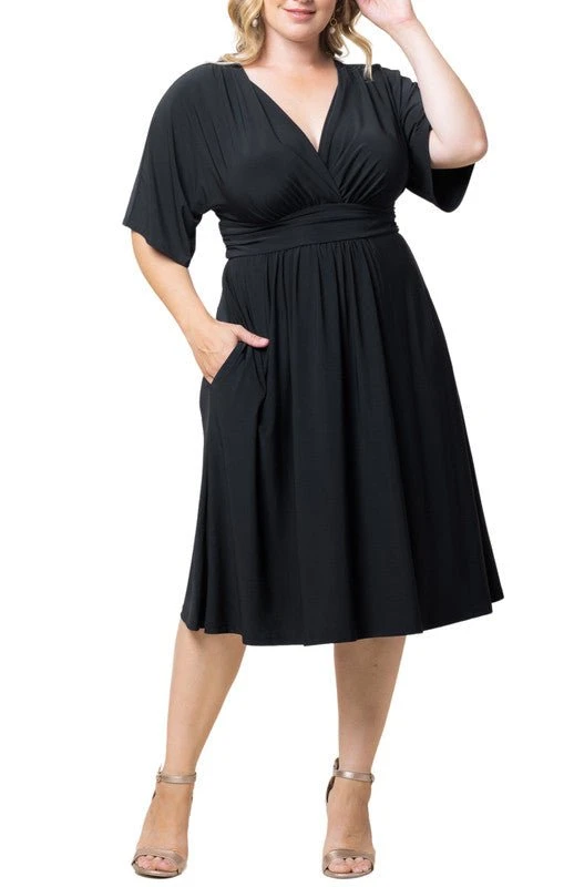 Plus Size A-Line Midi Dress with Pockets and Surplice Bodice 14 Plus Size A-Line Midi Dress with Pockets and Surplice Bodice - Image 14