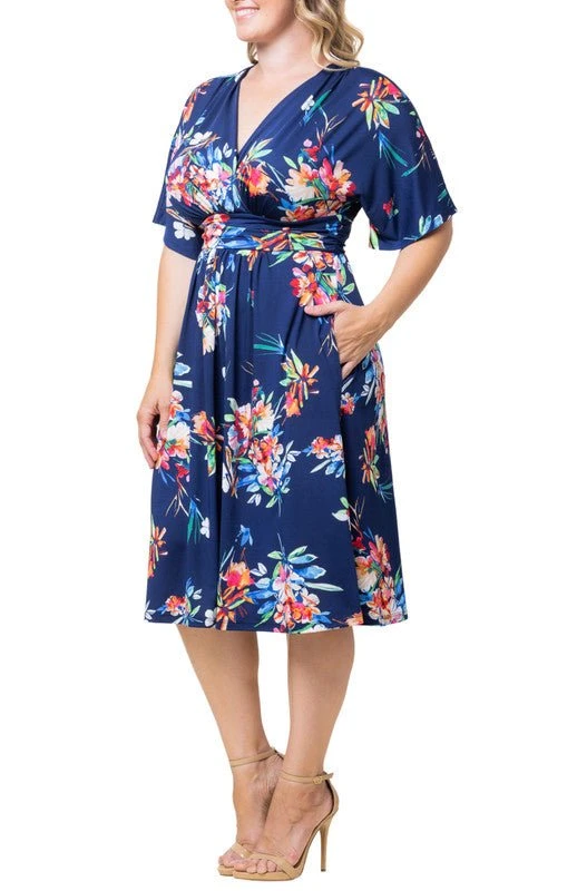 Plus Size A-Line Midi Dress with Pockets and Surplice Bodice 5 Plus Size A-Line Midi Dress with Pockets and Surplice Bodice - Image 5