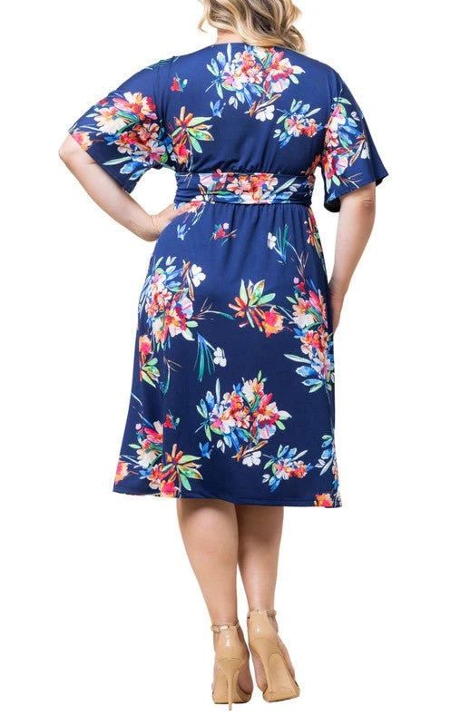 Plus Size A-Line Midi Dress with Pockets and Surplice Bodice 3 Plus Size A-Line Midi Dress with Pockets and Surplice Bodice - Image 3