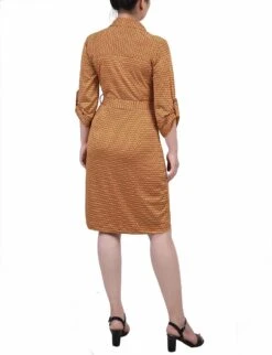 Golden Black Lil Elle Belted Roll Tab Zip Front Shirtdress - Petite -Dressbarn Store golden black lil elle belted roll tab zip front shirtdress petite 320130