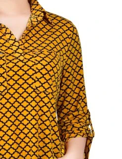 Golden Glow Petite Fleur De Lis Studded Y-Neck Top - 3/4 Roll Tab Sleeve 6 Golden Glow Petite Fleur De Lis Studded Y-Neck Top - 3/4 Roll Tab Sleeve -Dressbarn Store golden glow black fleur de lis 34 roll tab sleeve studded y neck top petite 851000