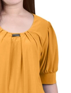 Short Sleeve Balloon Sleeve Knit Top with Gold Hardware Detail -Dressbarn Store golden glow short sleeve balloon sleeve top with hardware 997349