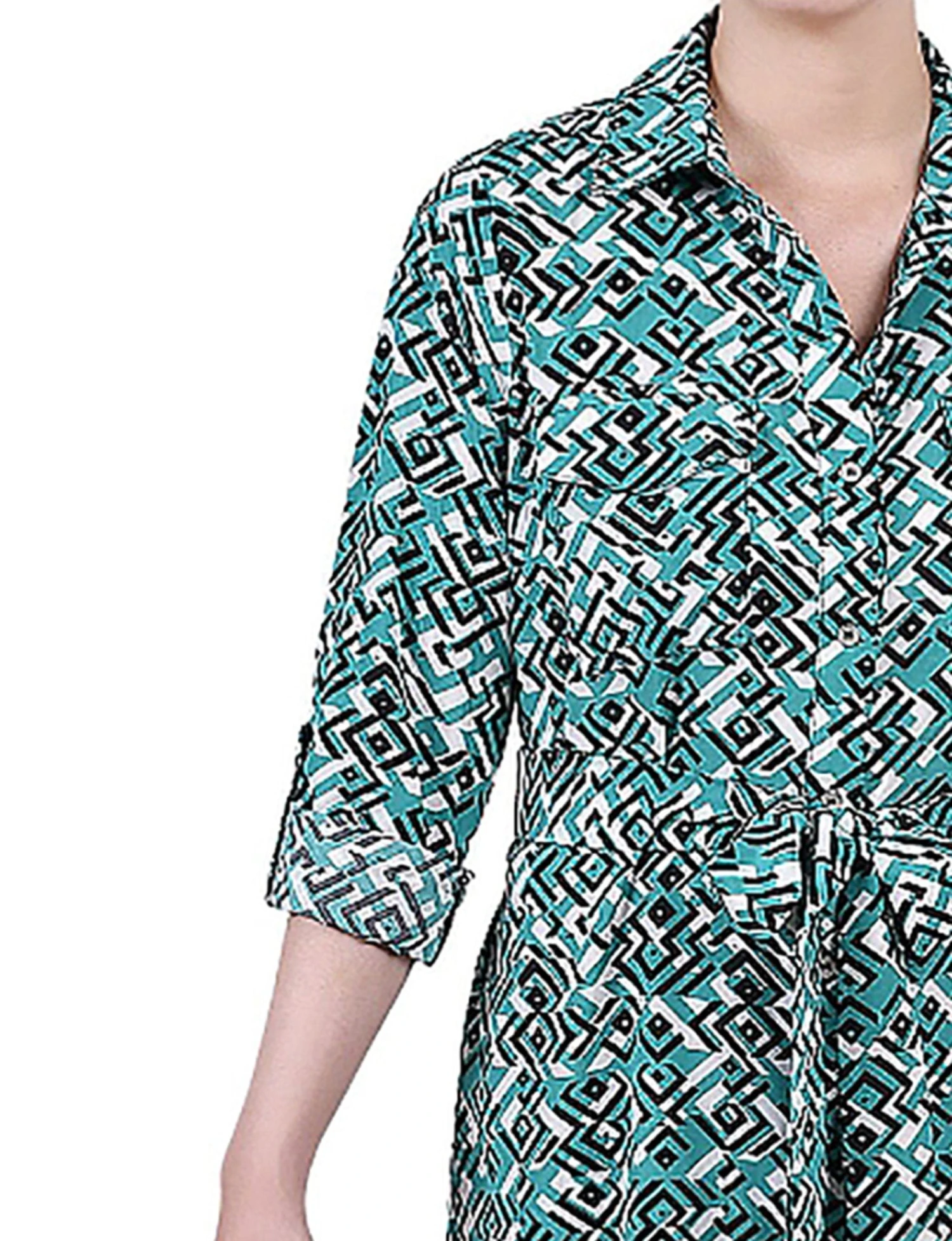 Green Diatribe Petite 3/4 Roll Tab Sleeve Belted Shirtdress 4 Green Diatribe Petite 3/4 Roll Tab Sleeve Belted Shirtdress - Image 4