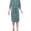 Green Diatribe Petite 3/4 Roll Tab Sleeve Belted Shirtdress