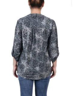 Petite Grey Floral Y-Neck Top with Adjustable Roll Tab Sleeves 7 Petite Grey Floral Y-Neck Top with Adjustable Roll Tab Sleeves -Dressbarn Store grey floral 34 sleeve roll tab y neck top petite 239952