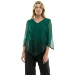 Elegant Ombre Glitter Hanky Hem Pant Set - Women's Evening Wear