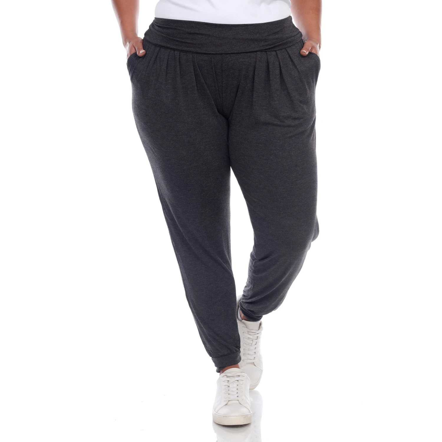 Plus Size Soft Rayon Harem Pants with Pockets & Fold-Over Waist 16 Plus Size Soft Rayon Harem Pants with Pockets & Fold-Over Waist - Image 16