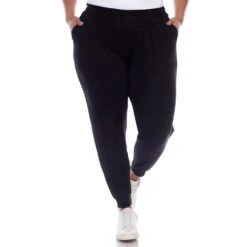 Plus Size Soft Rayon Harem Pants with Pockets & Fold-Over Waist