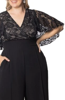 Kiyonna Helena Lace Bodice Wide Leg Plus Size Jumpsuit -Dressbarn Store helena lace bodice wide leg jumpsuit plus 330276