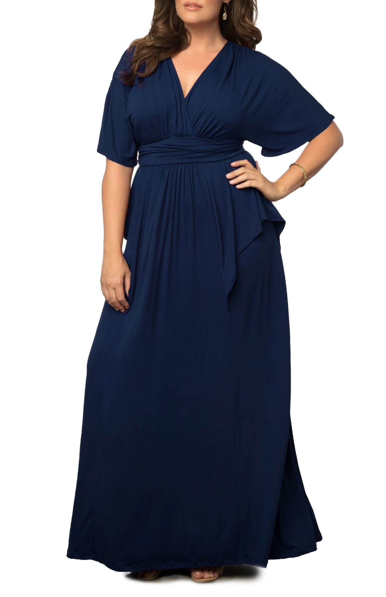 Plus Size Kimono Sleeve Maxi Dress - Elegant Draped Wedding Guest Gown 10 Plus Size Kimono Sleeve Maxi Dress - Elegant Draped Wedding Guest Gown - Image 10