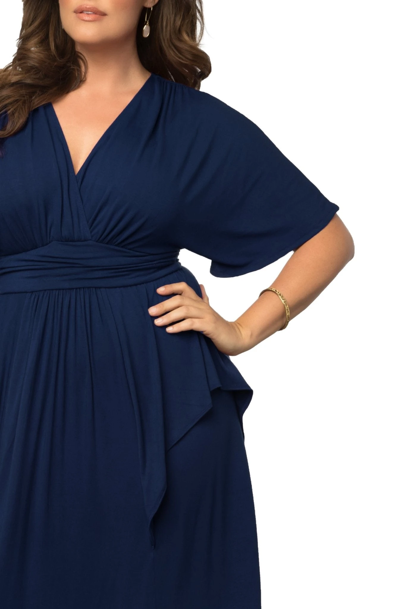 Plus Size Kimono Sleeve Maxi Dress - Elegant Draped Wedding Guest Gown 9 Plus Size Kimono Sleeve Maxi Dress - Elegant Draped Wedding Guest Gown - Image 9