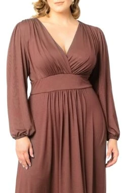 Plus Size Long Sleeve Maxi Dress - Elegant Empire Waist A-Line Gown -Dressbarn Store kelsey long sleeve maxi dress plus 219659