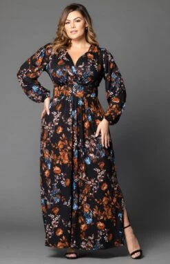 Plus Size Long Sleeve Maxi Dress - Elegant Empire Waist A-Line Gown -Dressbarn Store kelsey long sleeve maxi dress plus 307160